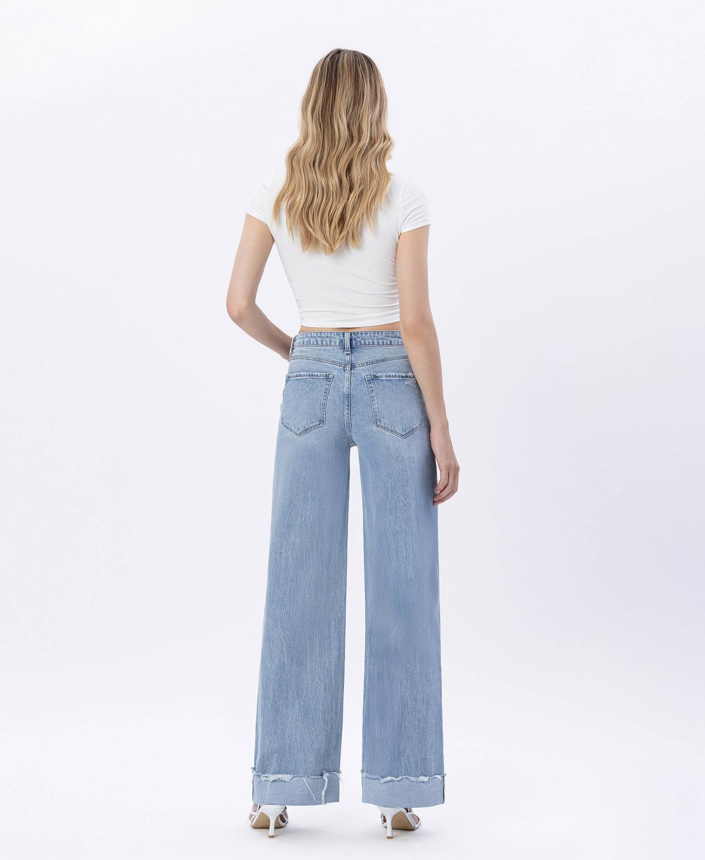 “Cait” SUPER HIGH RISE CUFFED BAGGY WIDE LEG JEANS
