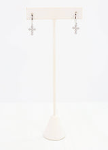Camellia CZ Cross Hoop Earring SILVER