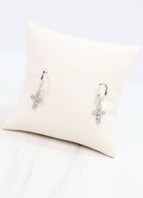 Camellia CZ Cross Hoop Earring SILVER