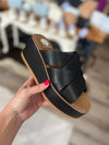 "Joann" Black Wedged Sandal