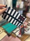 Makeup Junkie Mini B/W Striped Bag