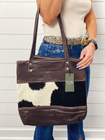 Myra Furred Leather Tote Bag