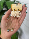 PP Ivory Flower Drop Gem Earrings