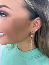 PP Gold Beaded Cross Earrings