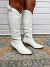 "Beth" White Tall Western Boot