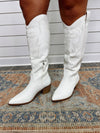 "Beth" White Tall Western Boot