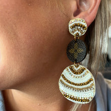 Upcycled white/bronze earrings