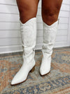 "Beth" White Tall Western Boot